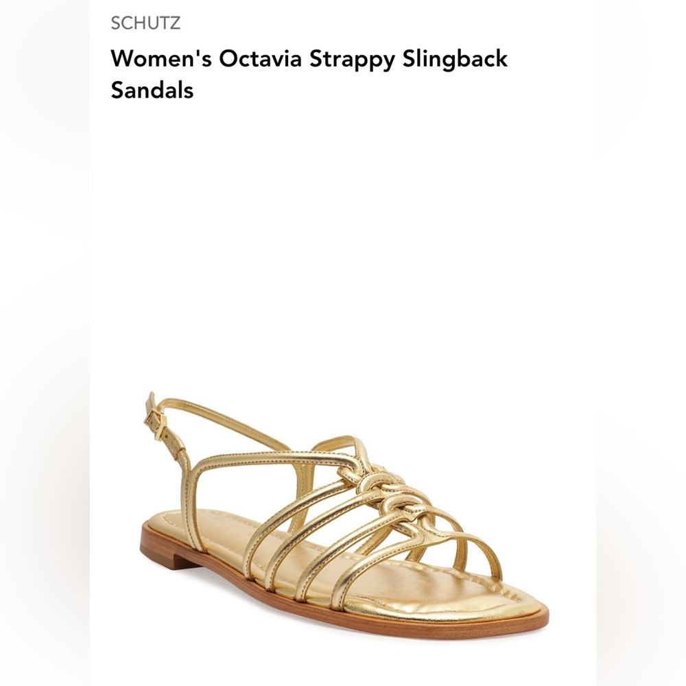 Schutz Octavia Strappy Slingback Sandals, Gold, Size 8